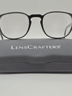 LensCrafters EC2004 1001 Polished Black Phantos Eyeglasses Frame w/ Case 49mm
